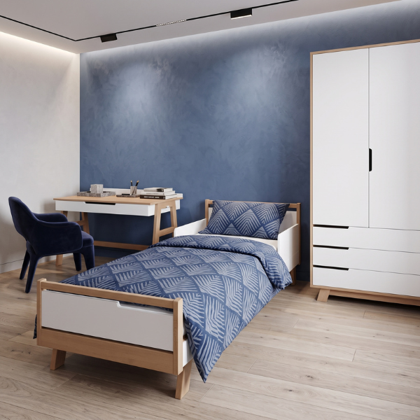 Dětská postel Lussi Gekko 160x80. Bílá / Přírodní buk